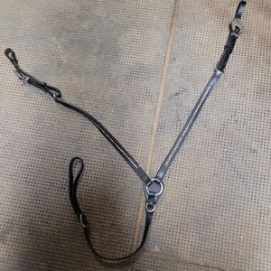 Black leather and rhinestone horse breast collar
